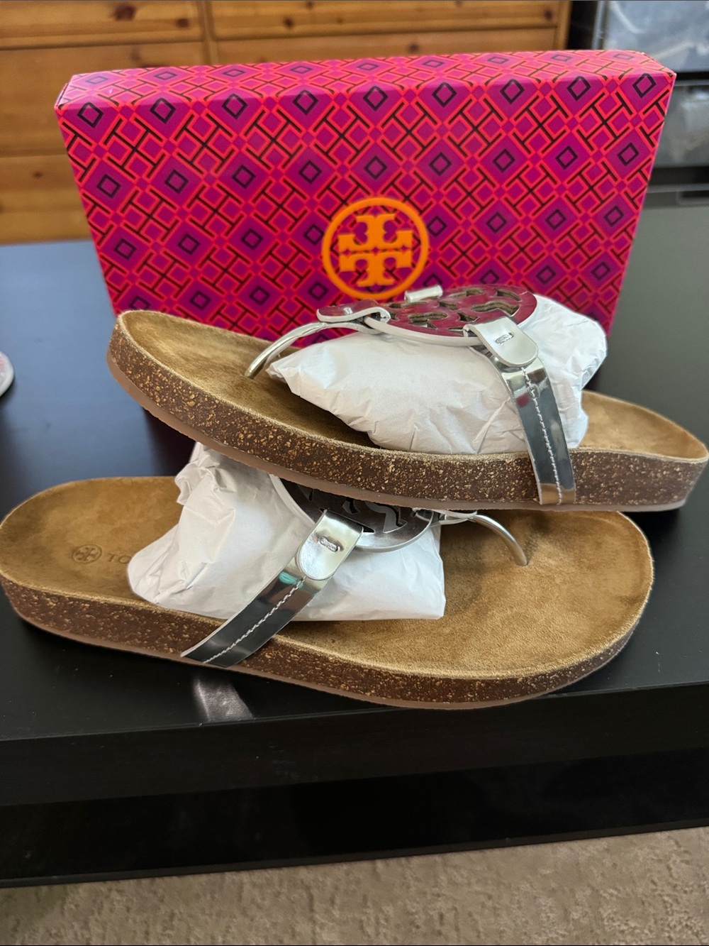 Brand New Tory Burch Miller Cloud Metallic Sandal - Picture 3 of 4